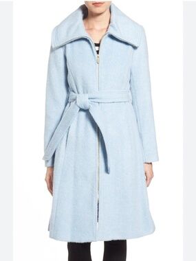 Eliza J Brushed Bow-Back Fit & Flare Peacoat in Ice Blue  6